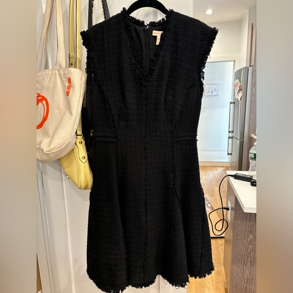 Rebecca Taylor Tweed V-Neck Dress Black Size 2 - Picture 4 of 6